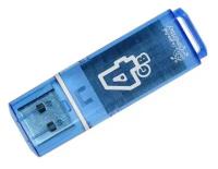 Флешка Smartbuy Glossy, 4 Гб, USB2.0, чт до 25 Мб/с, зап до 15 Мб/с, синяя