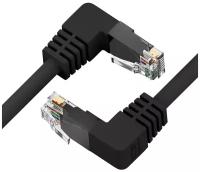 Патч-корд верхний угол/нижний угол UTP cat.5e 1 Гбит/с RJ45 LAN компьютерный кабель для интернета контакты 24 GOLD (GCR-LNC503UD), черный, 5.0м