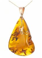 Подвеска Amberprofi, серебро, 925 проба, золочение, янтарь