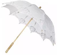 Зонт-трость Meddo, механика, 2 сложения, купол 75 см., 10 спиц, деревянная ручка, для женщин, белый