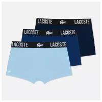 Комплект трусов боксеры LACOSTE, средняя посадка, размер L, синий, 3 шт