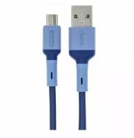 Кабель Hoco X65, microUSB - USB, 2.4 А, 1 м, TPE оплетка, синий 7686939