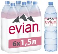 Вода минеральная природная Evian (Эвиан) 1,5 л х 6 шт, негазированная, пэт