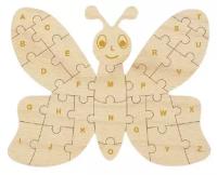 Деревянный пазл головоломка Бабочка алфавит раскраска Детская Логика