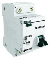 Дифференциальный автоматический выключатель ДИФ102 1 полюс + N, 10А, Тип AC, х-ка C, 30мА. 16002DEK DEKraft