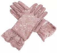 Перчатки с манжетами розового цвета с цветочным узором, гипюр