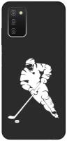 Матовый чехол Hockey W для Samsung Galaxy A03s / Самсунг А03с с 3D эффектом черный