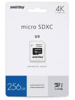 micro SDXC карта памяти Smartbuy 256GB U3 V30 A1 Advanced R/W up to 90/55 с адапт (SB256GBSDU1A-AD)