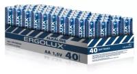 Батарейка Ergolux LR6 Alkaline, в упаковке: 40 шт