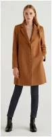 Пальто UNITED COLORS OF BENETTON демисезонное, шерсть, силуэт полуприлегающий, средней длины