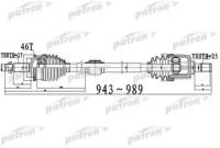 Полуось передний мост справа 27X943X60X25 ABS:46T KIA CERATO [TD] 1,6 08 - Patron PDS0512