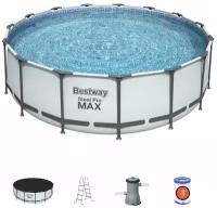 Каркасный бассейн Bestway 56438 BW Steel Pro Max 457х122см, 16015л, фил.-насос 3028л/ч, лестница, тент