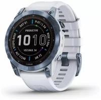 Умные часы Garmin Fenix 7 Sapphire Solar, синий минерал/белый