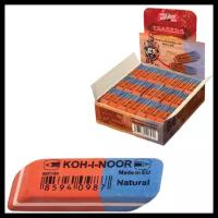 Ластик KOH-I-NOOR 6521/80, 42х14х8 мм, красно-синий, прямоугольный, скошенные края, натуральный каучук, 6521080006KDRU