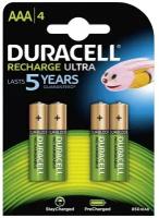 Батарейки аккумуляторные DURACELL, AAA (HR03),Ni-Mh, 850 mAh, комплект 4 шт., в блистере, 81546826