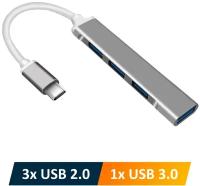 Переходник NOBUS для MacBook, 4 порта, Type-C - USB 3.0 и 2.0, темно-серый с белым проводом / Хаб для ноутбука с USB-C на USB-A