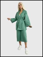 Женский льняной костюм Casual Wear, цвет зеленый, размер 44