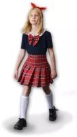 Юбка в складку, юбка в клетку красная шотландка, школьная юбка в красную клетку в стиле аниме, юбка для девочки, размер 134-146