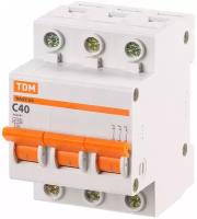 Автоматический выключатель ВА47-63 3Р 40А 4,5кА х-ка С TDM SQ0218-0023