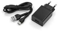 Сетевые зарядные устройства Mirex Сетевое зарядное устройство Mirex U16t, USB, 2.4 А, кабель Type-C, 1 м, черное