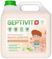 Жидкое мыло для рук SEPTIVIT Premium / Мыло туалетное жидкое Септивит / Гипоаллергенное, детское мыло / Миндальное молочко, 3 литра (3000 мл.)