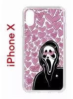 Чехол для iPhone XS Kruche Print Любовь и Крик, противоударная пластиковая накладка с рисунком, силиконовый бампер с защитой камеры, кейс с принтом