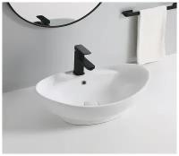 Раковина для ванной. Раковина накладная CeramaLux 9018 белый с внутренним переливом