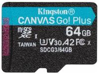 Карта памяти Micro SecureDigital 64Gb Kingston Canvas Go Plus SDXC class 10 UHS-I U3 V30 A2 (SDCG3/64GBSP)