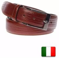 Ремень мужской кожаный универсальный классический коньячного цвета Италия
