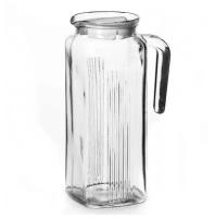 Стеклянный прозрачный кувшин с белой пластиковой крышкой 1000 мл графин для воды, сока, компота, коктейлей