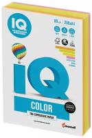 Бумага цветная IQ color, А4, 80 г/м2, 200 л, (4 цвета x 50 листов), микс неон, RB04 В комплекте: 1шт