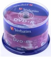 Диск Verbatim DVD+R 4.7Gb 16x Cake Box (50шт) (43550)