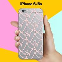 Силиконовый чехол на Apple iPhone 6/6s Розовые сердца / для Эпл Айфон 6/6с