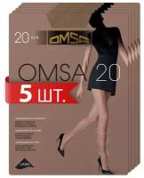 Колготки Omsa, 20 den, 5 шт., размер 5XL, бежевый