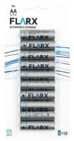Батарейки солевые Flarx пальчиковые АА 1.5V, 10 шт на блистере