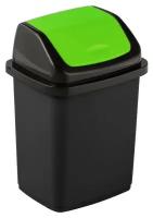 Контейнер для мусора элластик-пласт Комфорт 10л черный, салатовый пластик