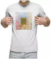 Мужская футболка «Милая лягушка с букетом цветов»