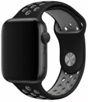 Ремешок для смарт-часов Apple Watch Series 1 2 3 4 SE 5 6 7 8 ultra Nike силиконовый найк перфорация браслет 42/44/45/49 мм, черный серый