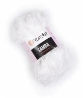 Пряжа для вязания YarnArt Samba (ЯрнАрт Самба) - 1 моток 01 белый, травка, фантазийная для игрушек 100% полиэстер 150м/100г