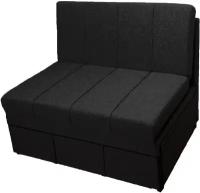 Прямой диван-кровать StylChairs Сёма 90 без подлокотников, обивка: ткань рогожка, цвет: чёрный