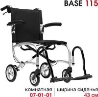Кресло-коляска каталка механическая Ortonica Base 115 ширина сиденья 43 см до 120 кг с сумкой для переноски и хранения
