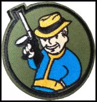 Нашивка ( шеврон патч patch ) тактическая Vault Boy Гангстер вышитая на липучке D-8 оливковая