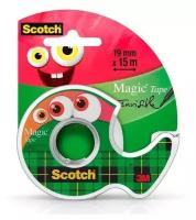 Клейкая лента канцелярская 3M Scotch Magic 8-1915D 7100154203 Монстры шир.19мм дл.15м невидимая на мини-диспенсере