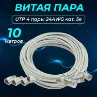 Интернет-кабель REDMART(витая пара) c медной жилой 10 метров для прокладки в помещениях U/UTP 4 пары (Cu Solid Cat.5е 24AWG indoor 10m)
