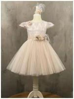 Платье нарядное для девочки (Размер: 128), арт. 2414 beige, цвет бежевый