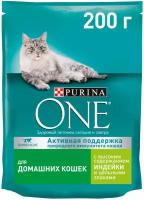 Сухой корм для кошек PURINA ONE при домашнем образе жизни с индейкой и цельными злаками 200 г