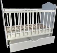 Кровать детская, кроватка для новорожденных, с регулировкой, с ящиками, со стразами