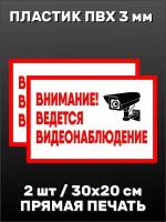 Информационная табличка на дверь - 2 шт. Видеонаблюдение 30х20см