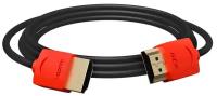 GCR Кабель SLIM 2.0m HDMI 2.0, красные коннекторы, OD3.8mm, HDR 4:2:0, Ultra HD, 4K 60 fps 60Hz, 3D, AUDIO, 18.0 Гбит/с, 30/30 AWG