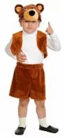 Карнавальный костюм «Бурый мишка», плюш-лайт, жилет, шорты, маска, рост 92-116 см